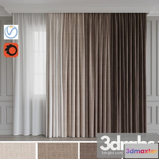 919730 - A Set Of Curtains 12 Beige Gamma