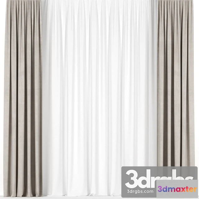 919774 - Beige curtains with tulle.