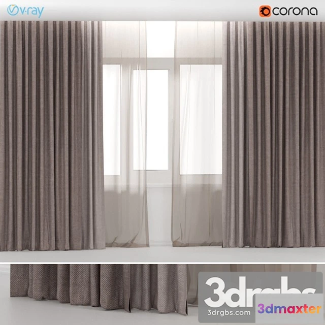 919812 - Brown Curtains In Two Colors With Brown Tulle