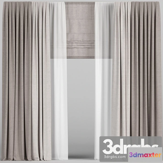 919816 - Brown Curtains In Two Colors With Tulle And Roman