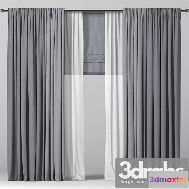 920696 - Curtains in two colors + roman blind.