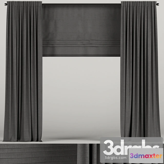 920860 - Dark curtains with roman blinds.