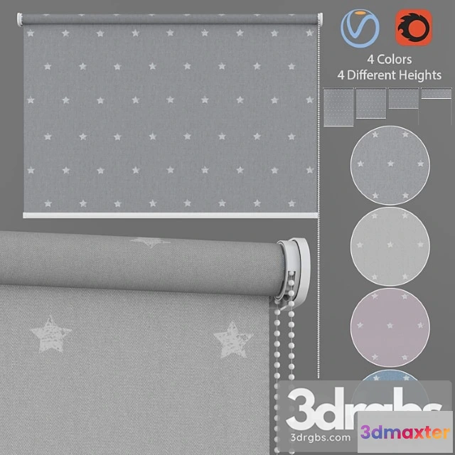 921152 - Roller Blind Stars in Four Colors Set 1