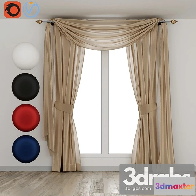 921368 - Silk curtains with lambrequin