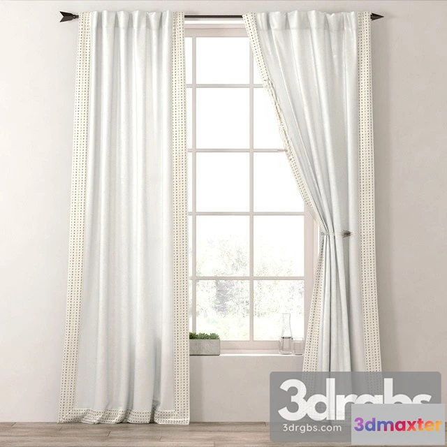 921372 - Studded Border Cotton Drapery Panel