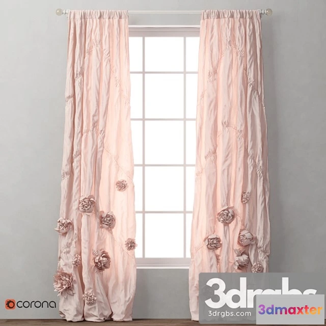 921404 - washed appliqued fleur drapery