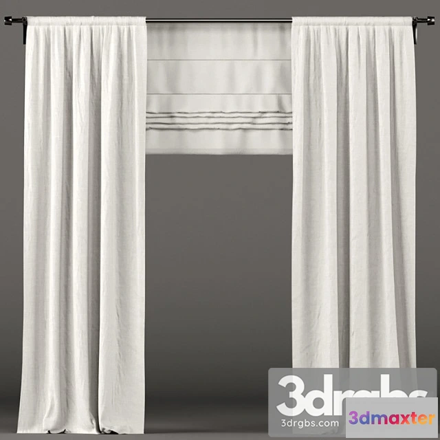 921412 - White curtains with roman blinds.