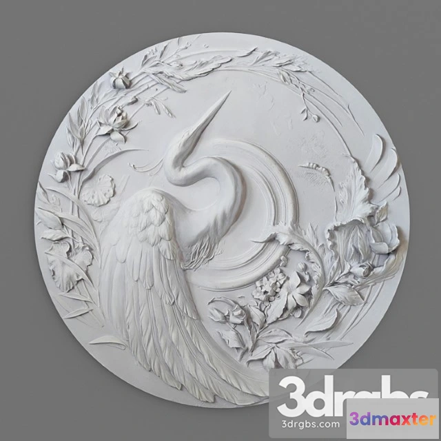 1018704 - Panel with a heron bas-relief