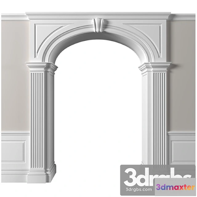 1018716 - Traditional interior arched doorway opening.classic wall paneling