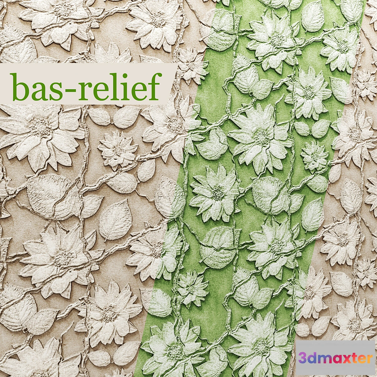 1283514 - bas-relief Bas-relief stucco plaster flowers pattern stucco decor wall linkrusta - No.2 3D Max