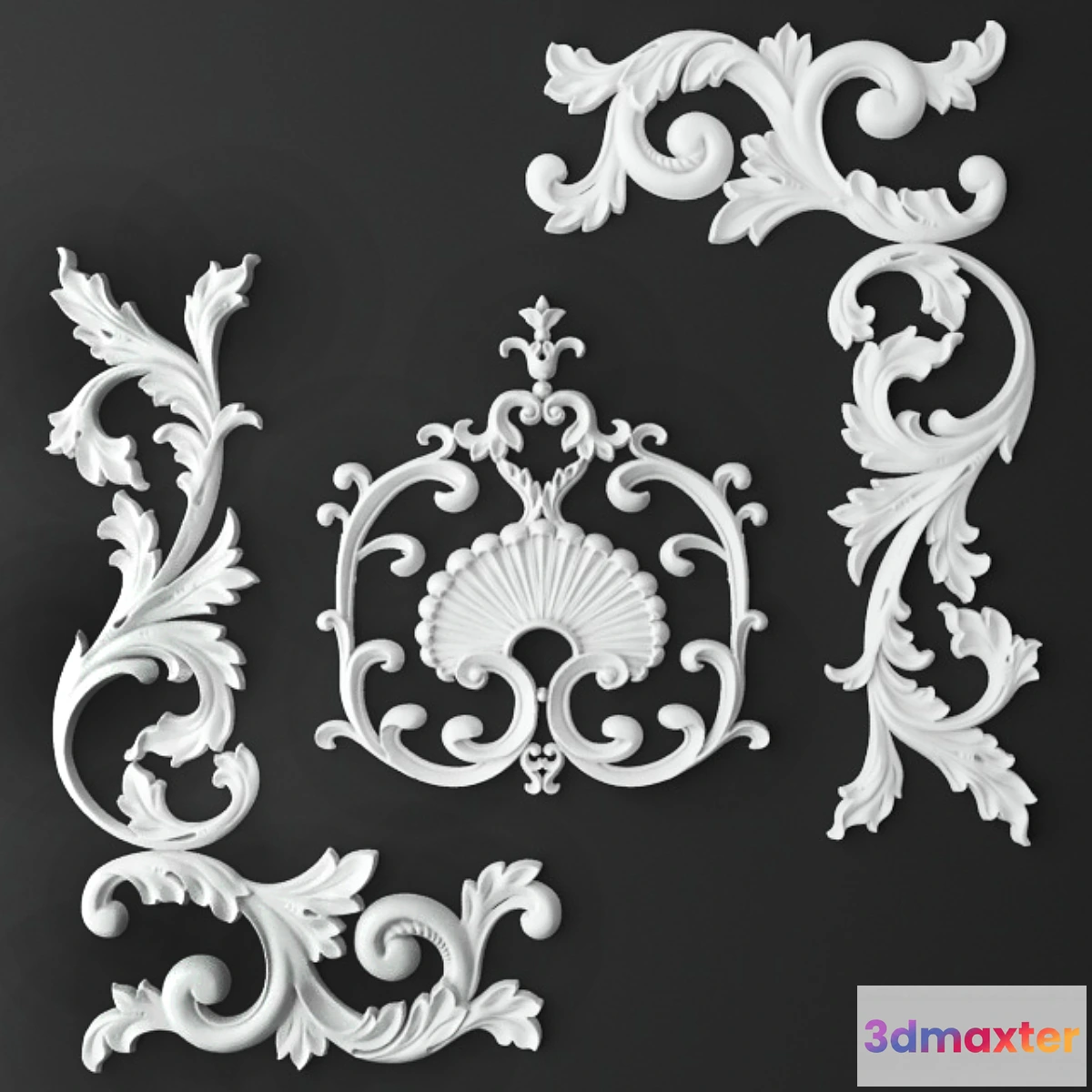 1292457 - Moldings corner cartouche. 3D Max