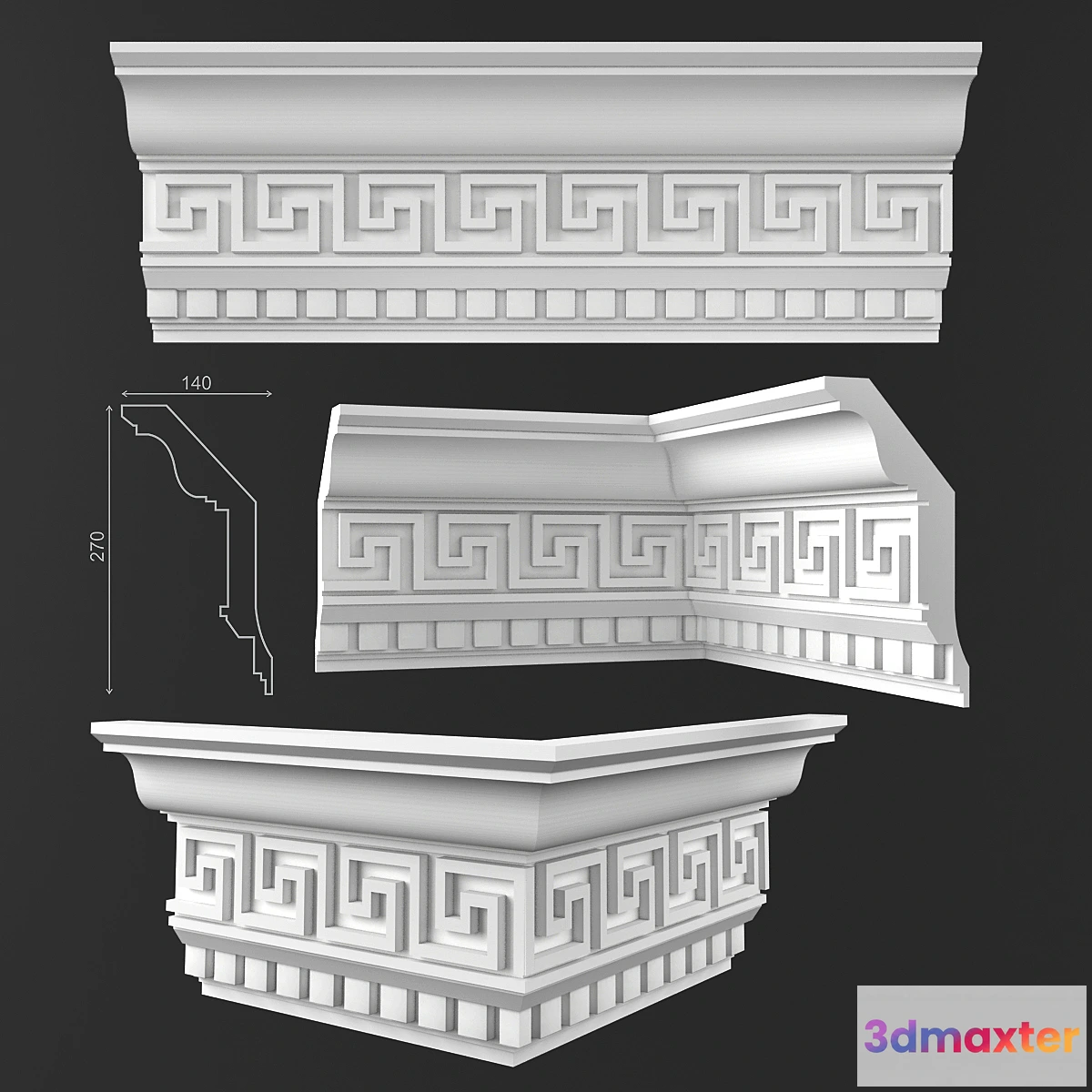 1295226 - Ceiling cornice 50 KO 016 Gp 3D Max
