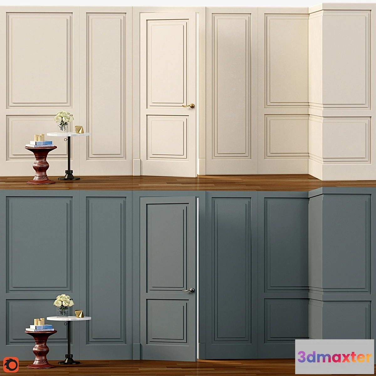 1330458 - Wall molding. Boiserie classic panels with door 3D Max