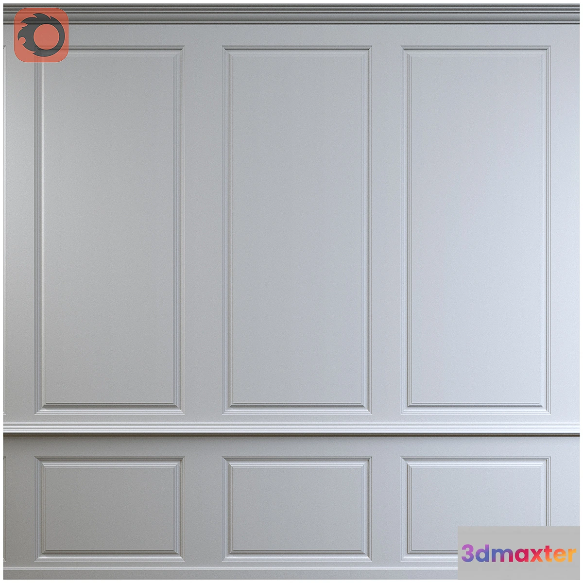 1423092 - Wall panel milled composition with moldings 3D Max