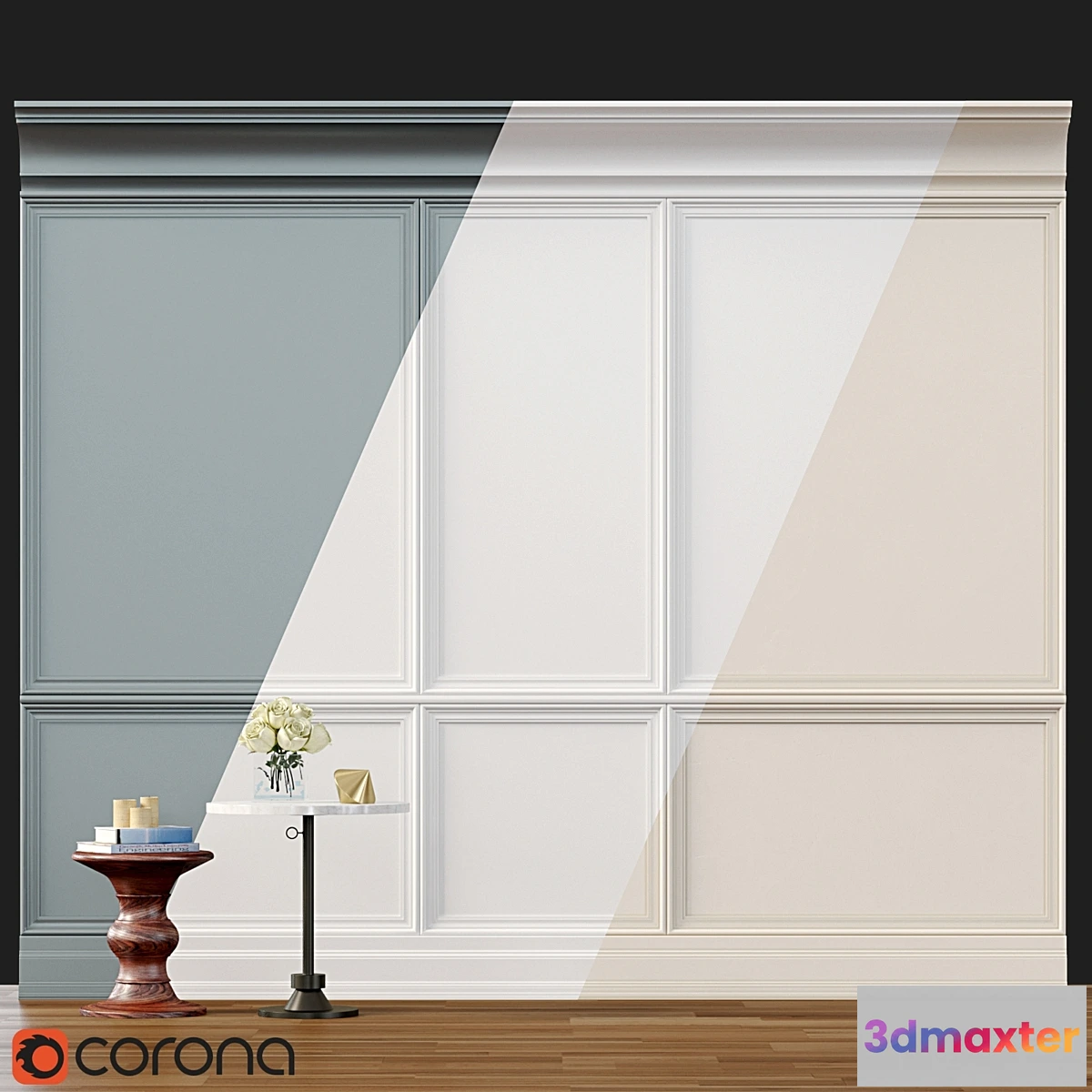 1431170 - Wall molding 2. Boiserie classic panels 3D Max