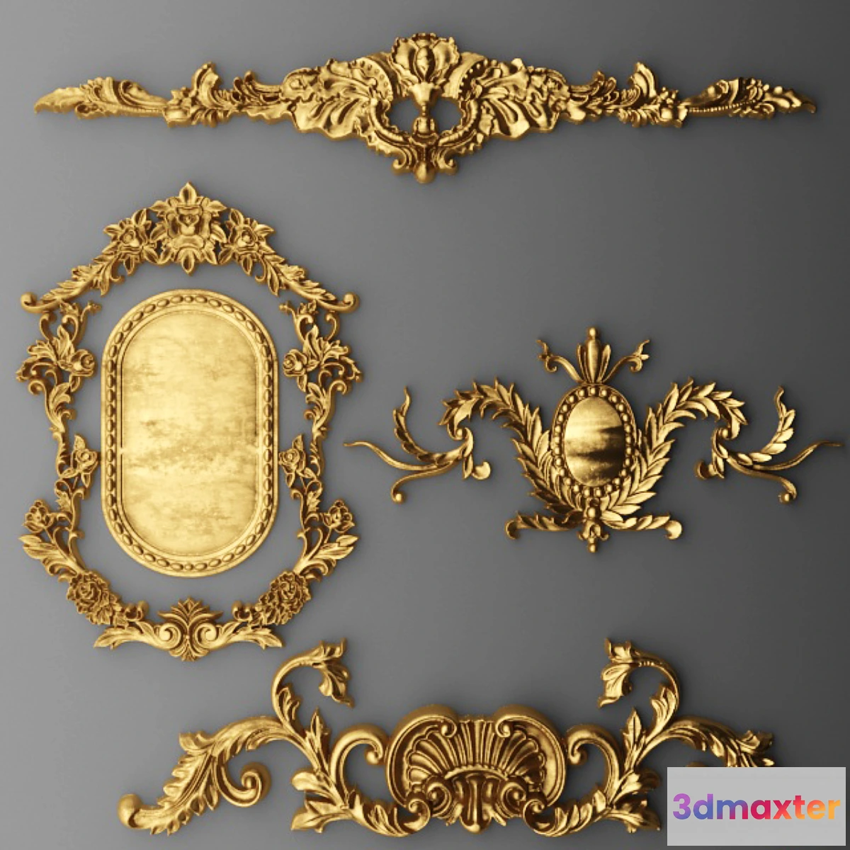 1450762 - Stucco cartouche crown. 3D Max