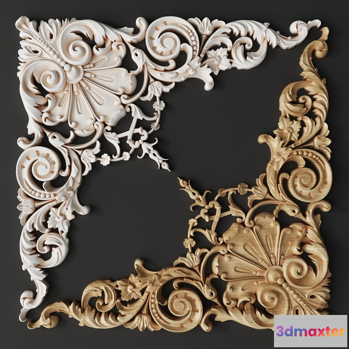 1463132 - Corner pad carved N-357 3D Max