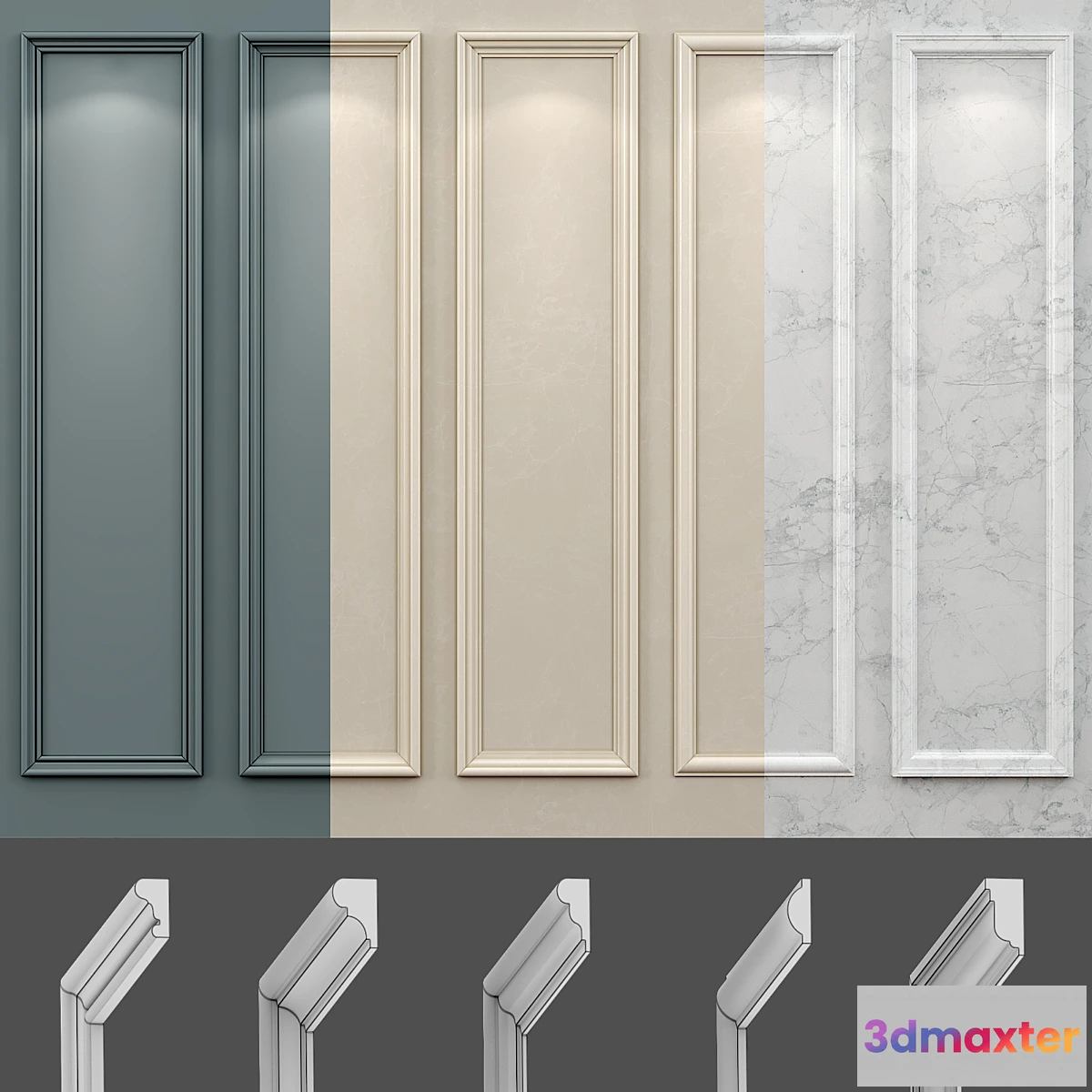 1467280 - Wall molding 18. Boiserie classic panels 3D Max