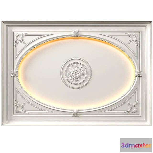 1542527 - Coffered round illuminated ceiling in a classic style.Modern coffered illuminated ceiling Set 3D Max