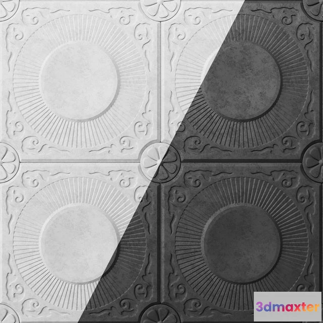 1542811 - Gypsum panel chamomile 3D Max