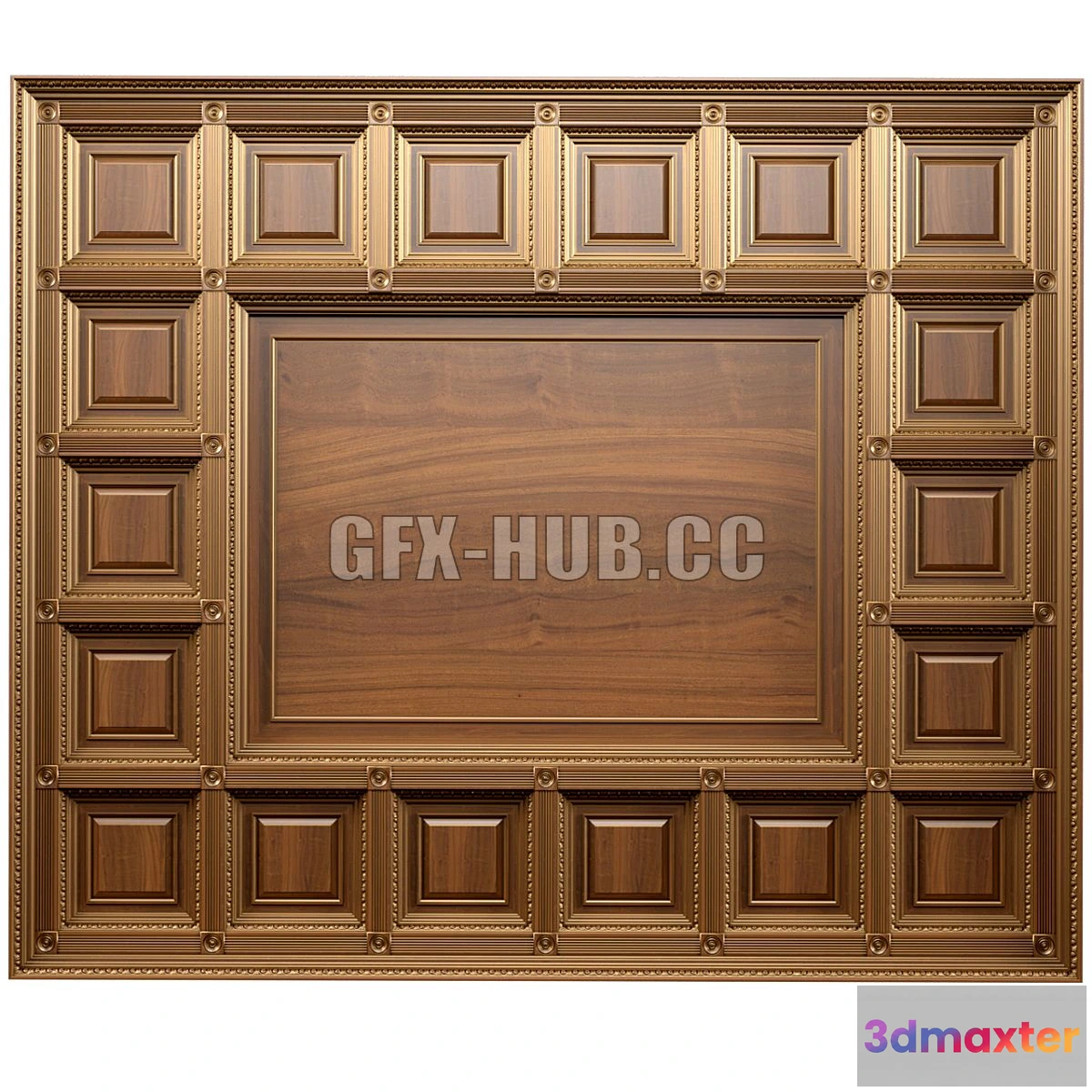 1561010 - Ceiling set classic style Classic wooden illuminated coffered ceiling 3D Max