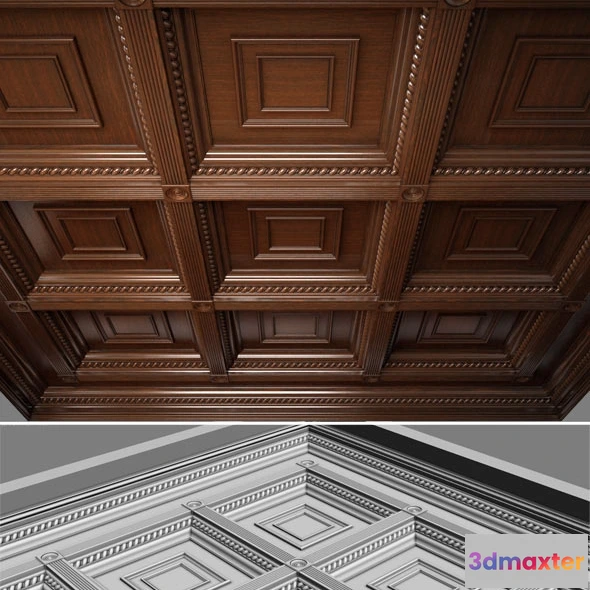 1597446 - decoration - Wooden ceiling. Caissons 3D Max