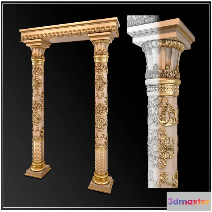 1597482 - decoration - Column cornice 3D Max