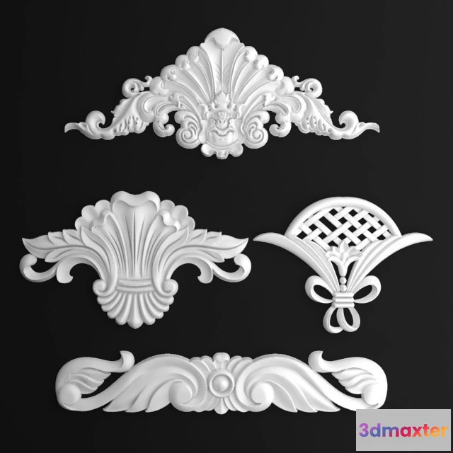 1597580 - decoration - Stucco cartouche crown 3D Max