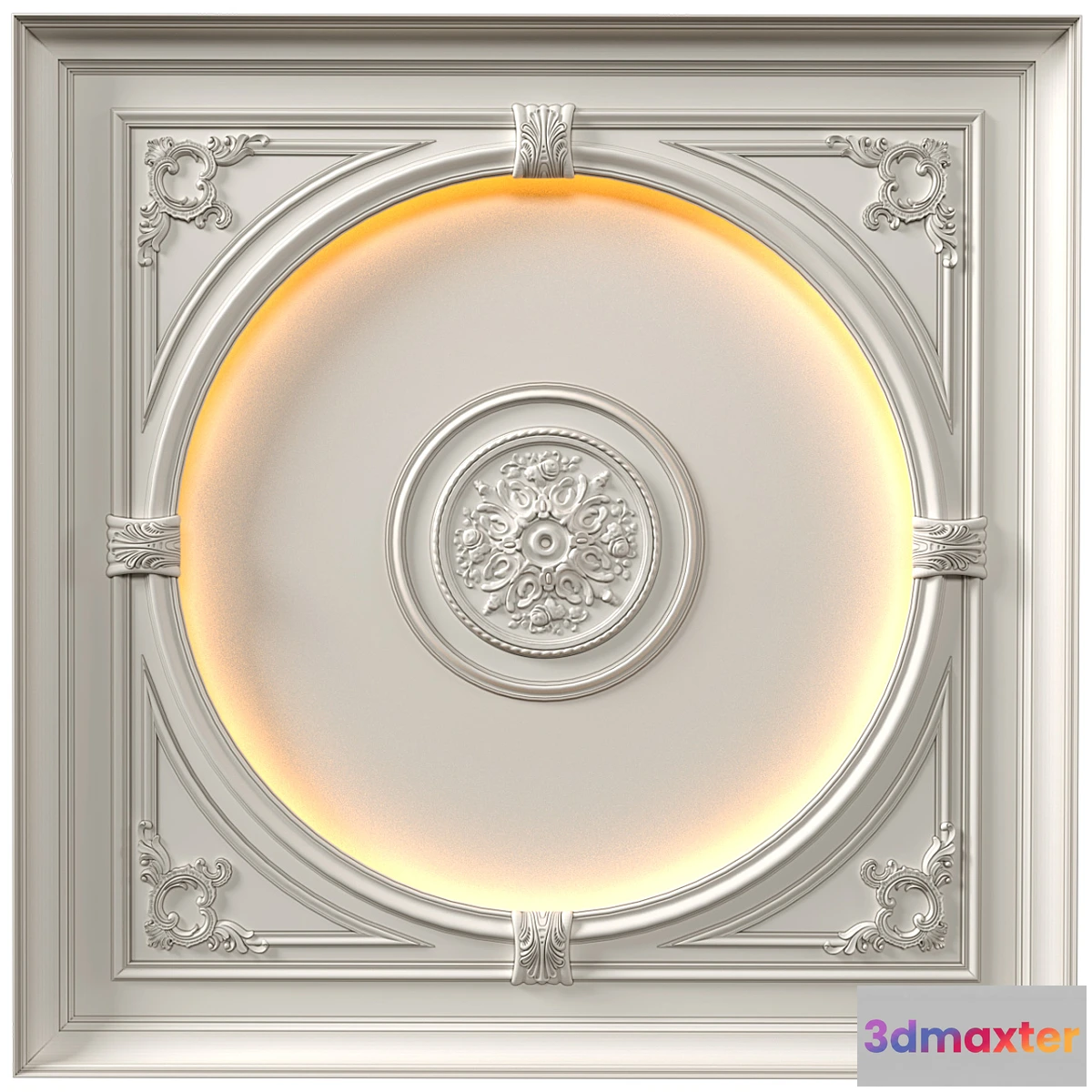 704658 - Coffered round illuminated ceiling in a classic style.Modern coffered illuminated ceiling Set