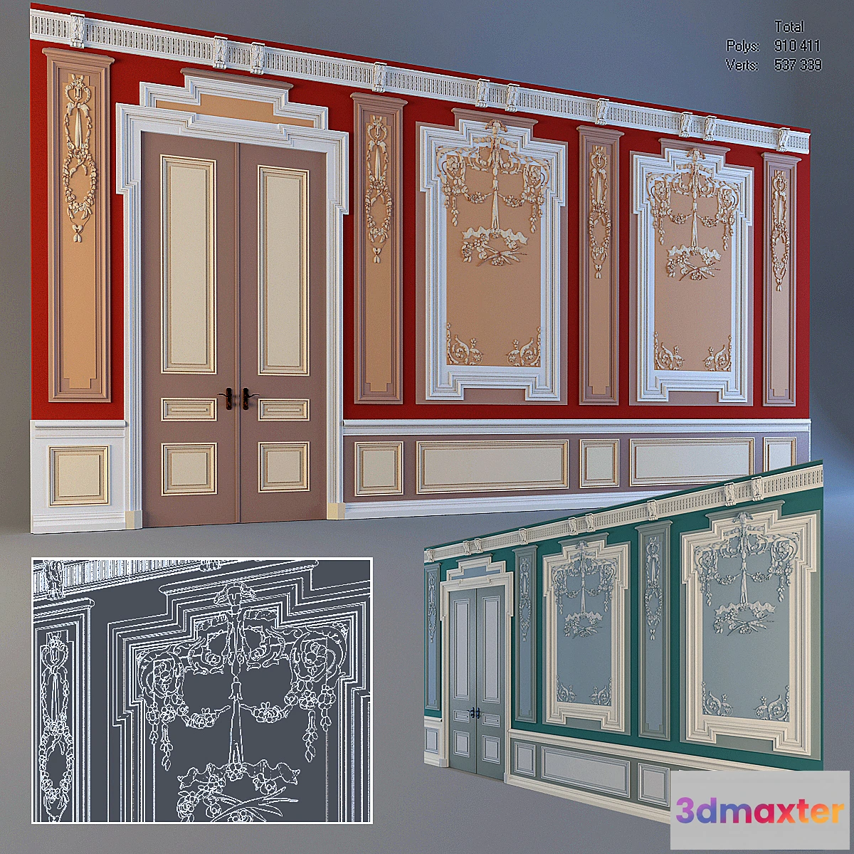 798088 - Wall with mouldings and door - No.2