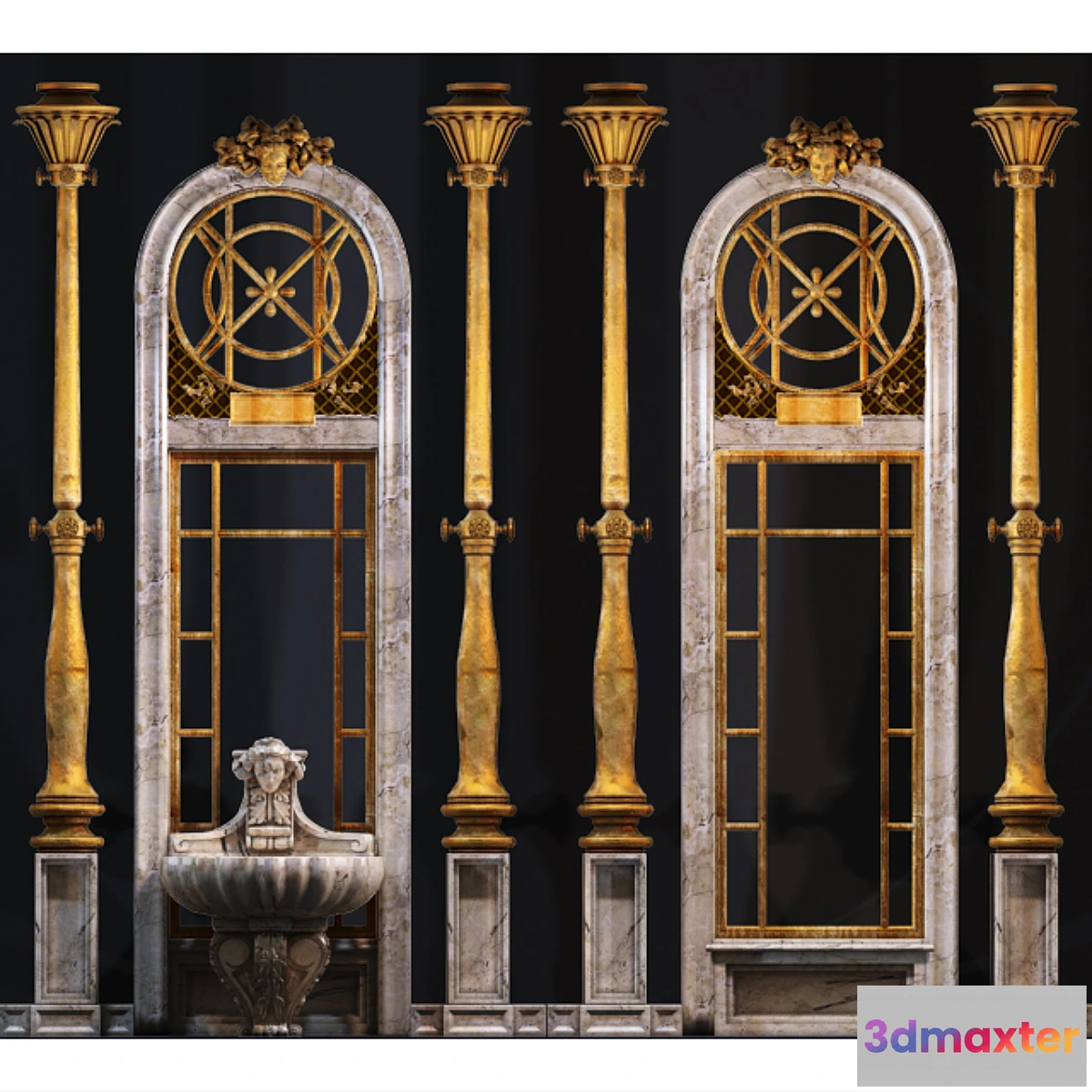 812644 - Wall with molded decoration elements and columns - No.2