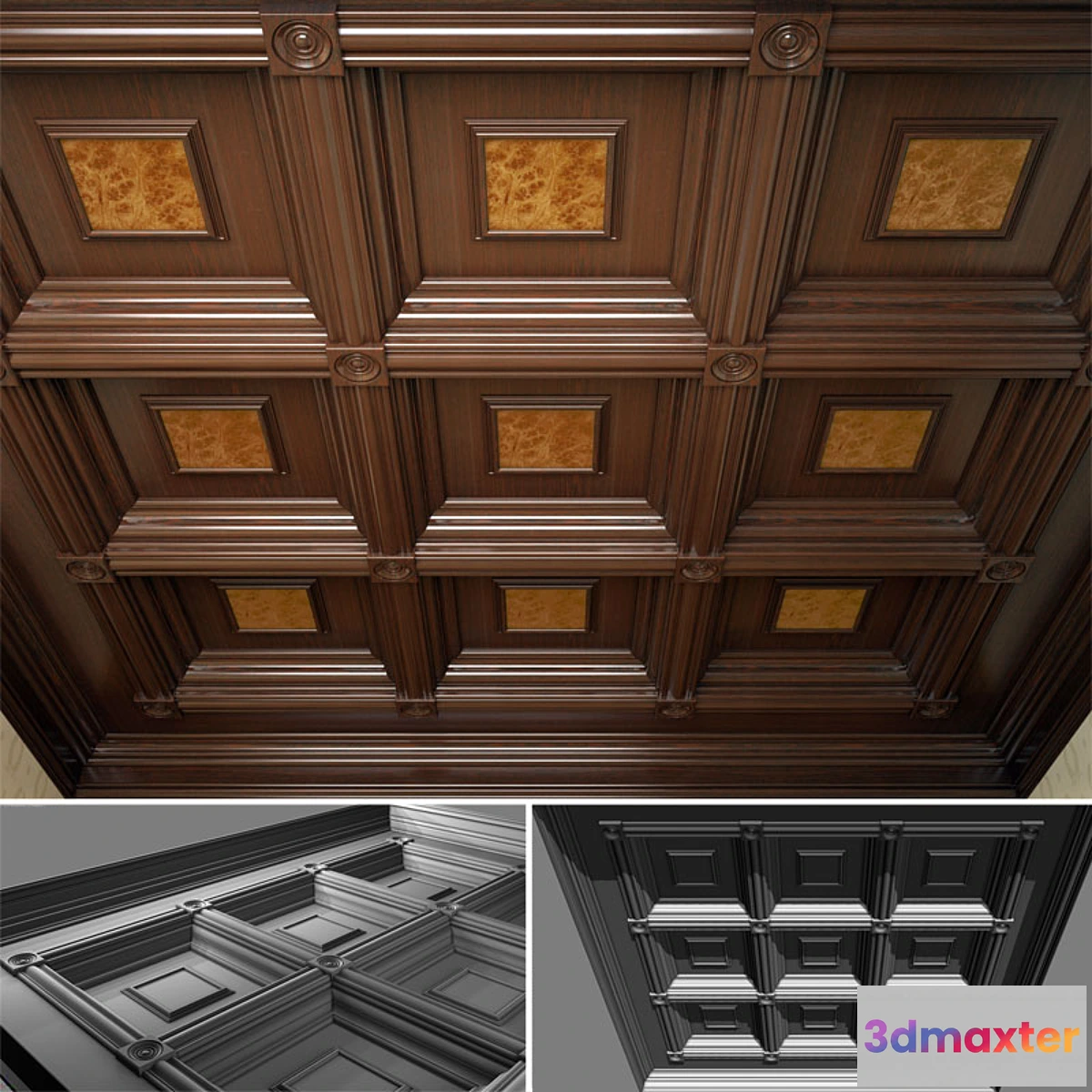814432 - Wooden coffered ceiling in Victorian style