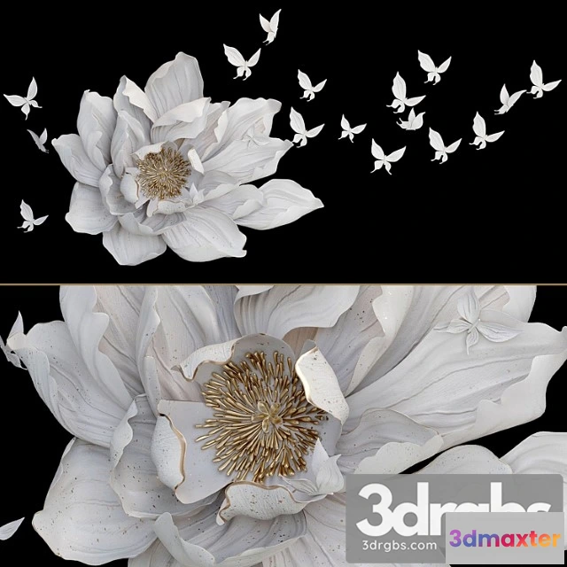 921724 - Decorative plaster Hp decor Wall decor Flower and butterfly