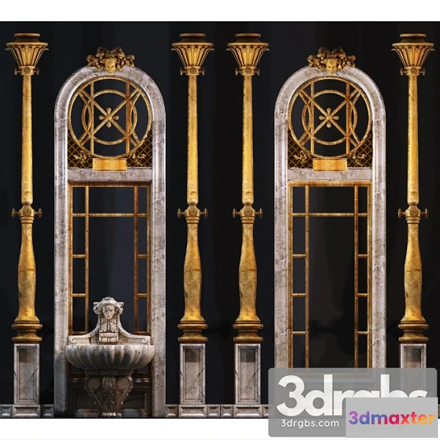 921840 - Decorative plaster Wall with molded decoration elements and columns