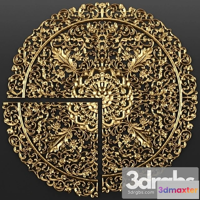 922110 - Rosette Carving Pattern Ceiling Lattice Panel Pattern Art Abstract Decorative Interior Wall Decor Golden Luxury Lucky