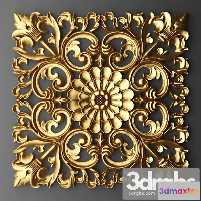 922114 - Rosette Pattern Carving Lattice Panel Pattern Art Abstract Decorative Interior Wall Decor Golden Luxury Lucky 1