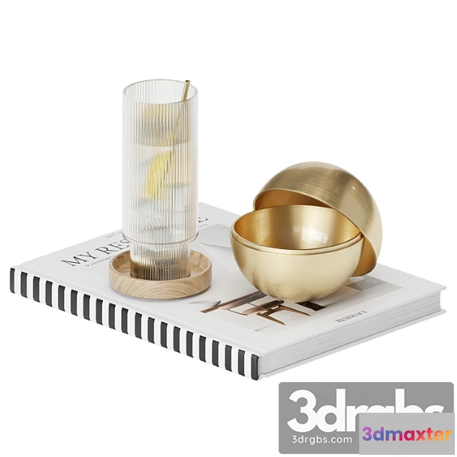 1019522 - Decorative set glass and book