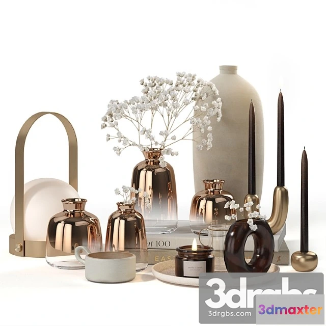 1019524 - Decorative set gold plated translucent glass vases