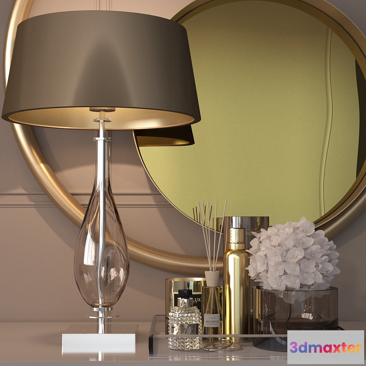 1277996 - Decorative set in gold for the dressing table 3D Max