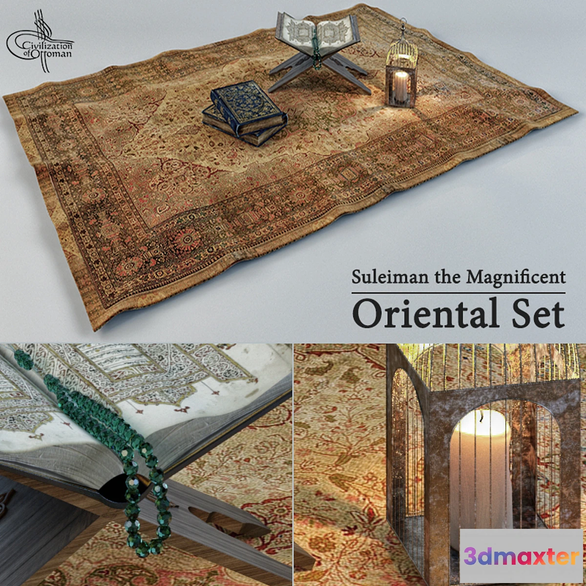 1280948 - Oriental Series Rug and Items 3D Max