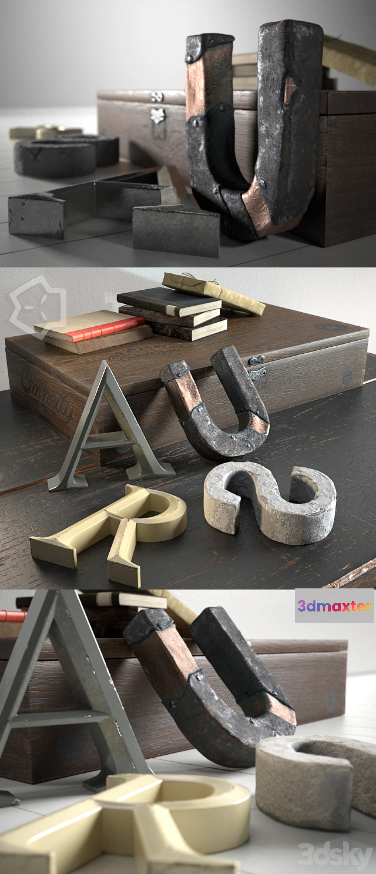 1284464 - Vintage Wood Box set by me 3D Max