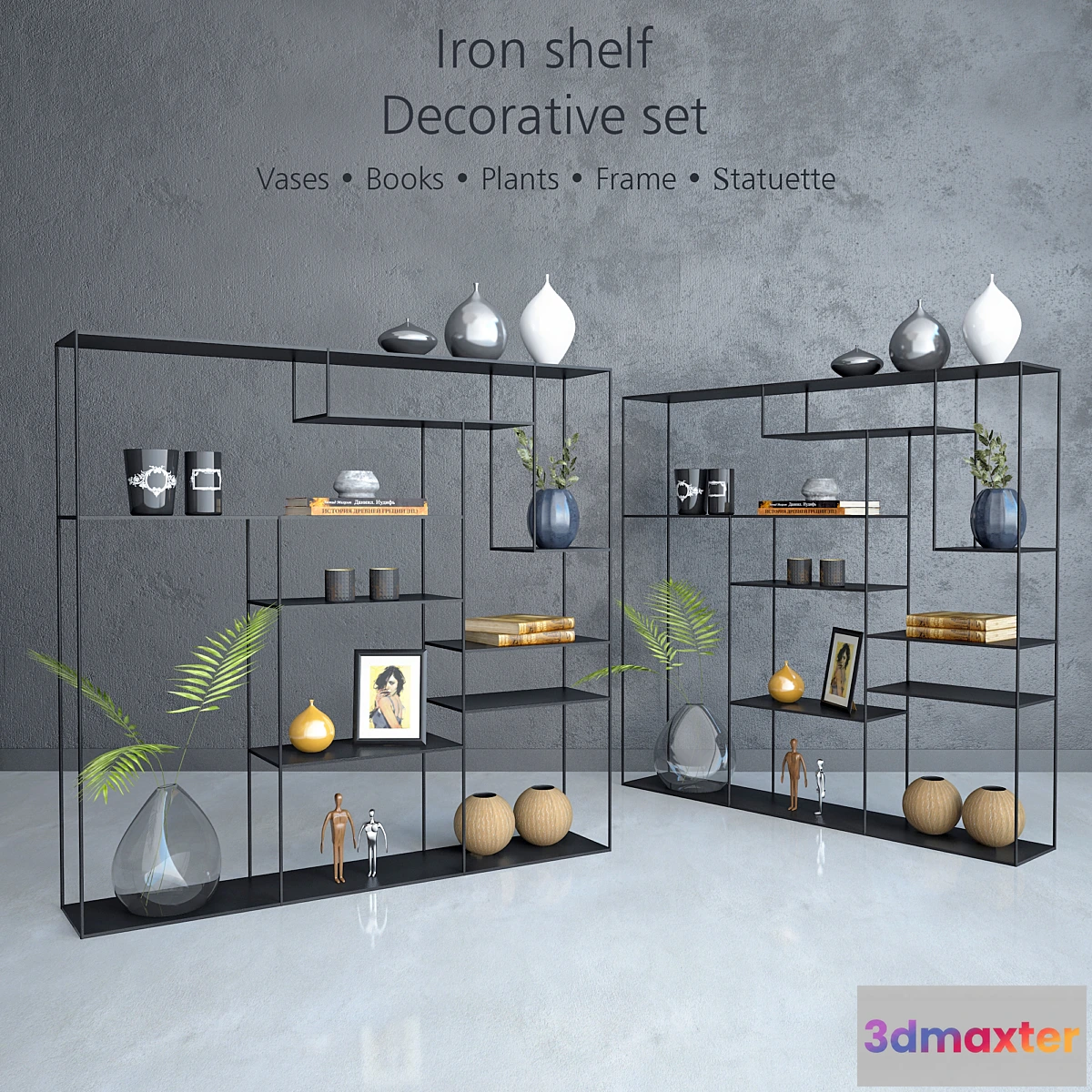 1287166 - Iron shelf with decorative set 3D Max