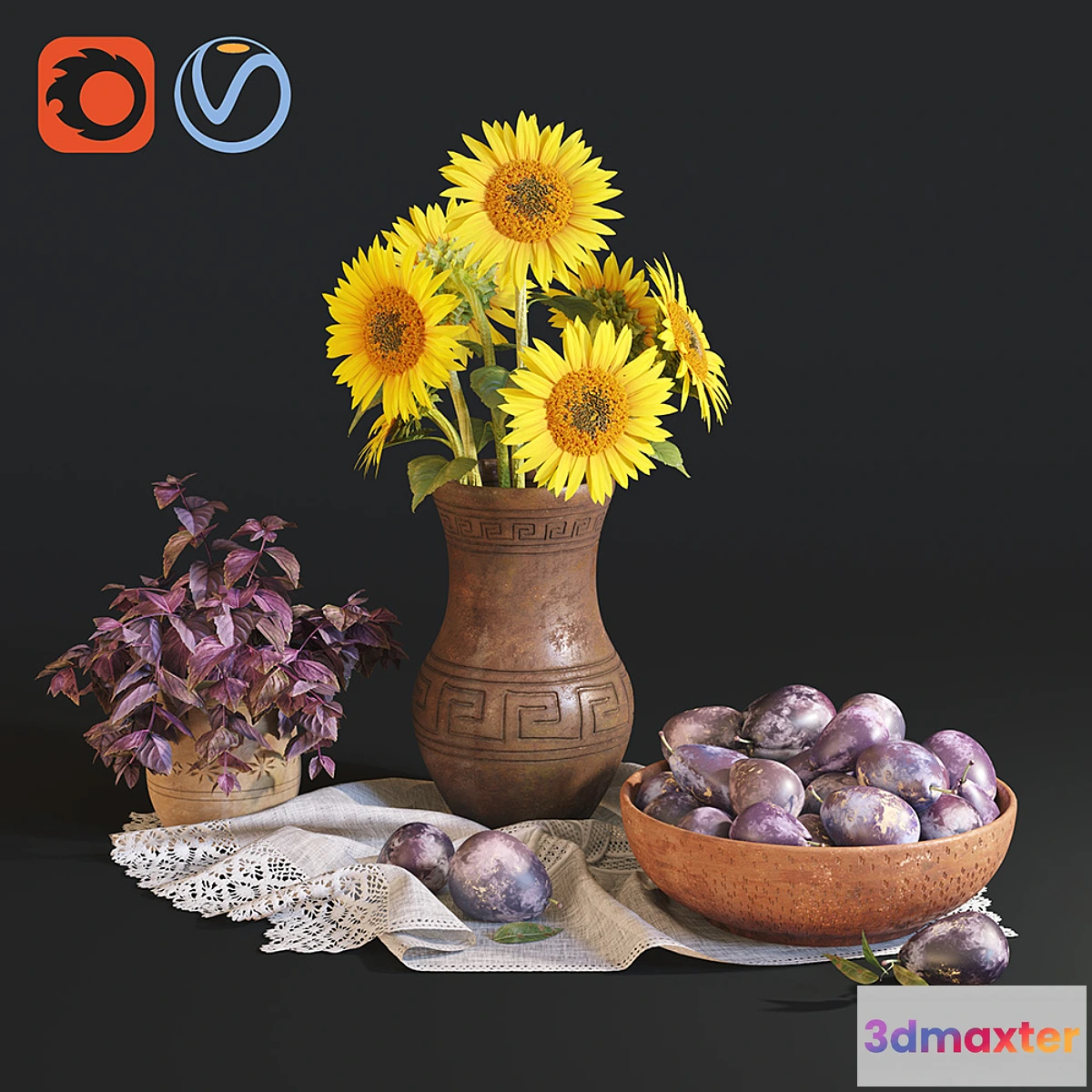 1296279 - Still Life with Sunflowers 3D Max