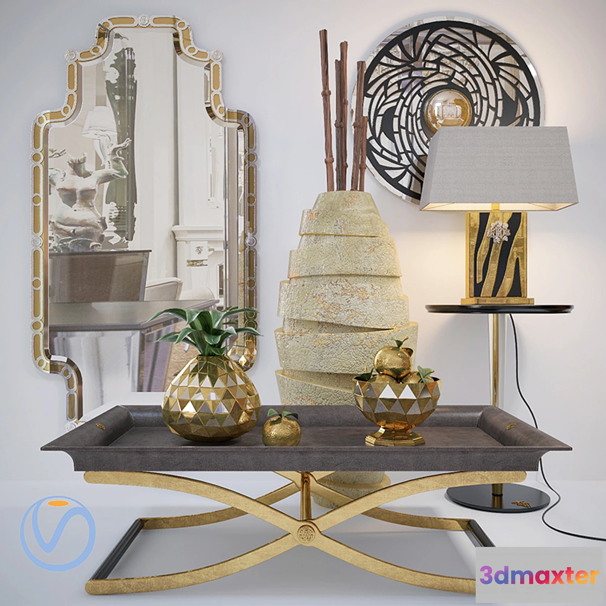 1299138 - Decorative set with golden apples - No.2 3D Max