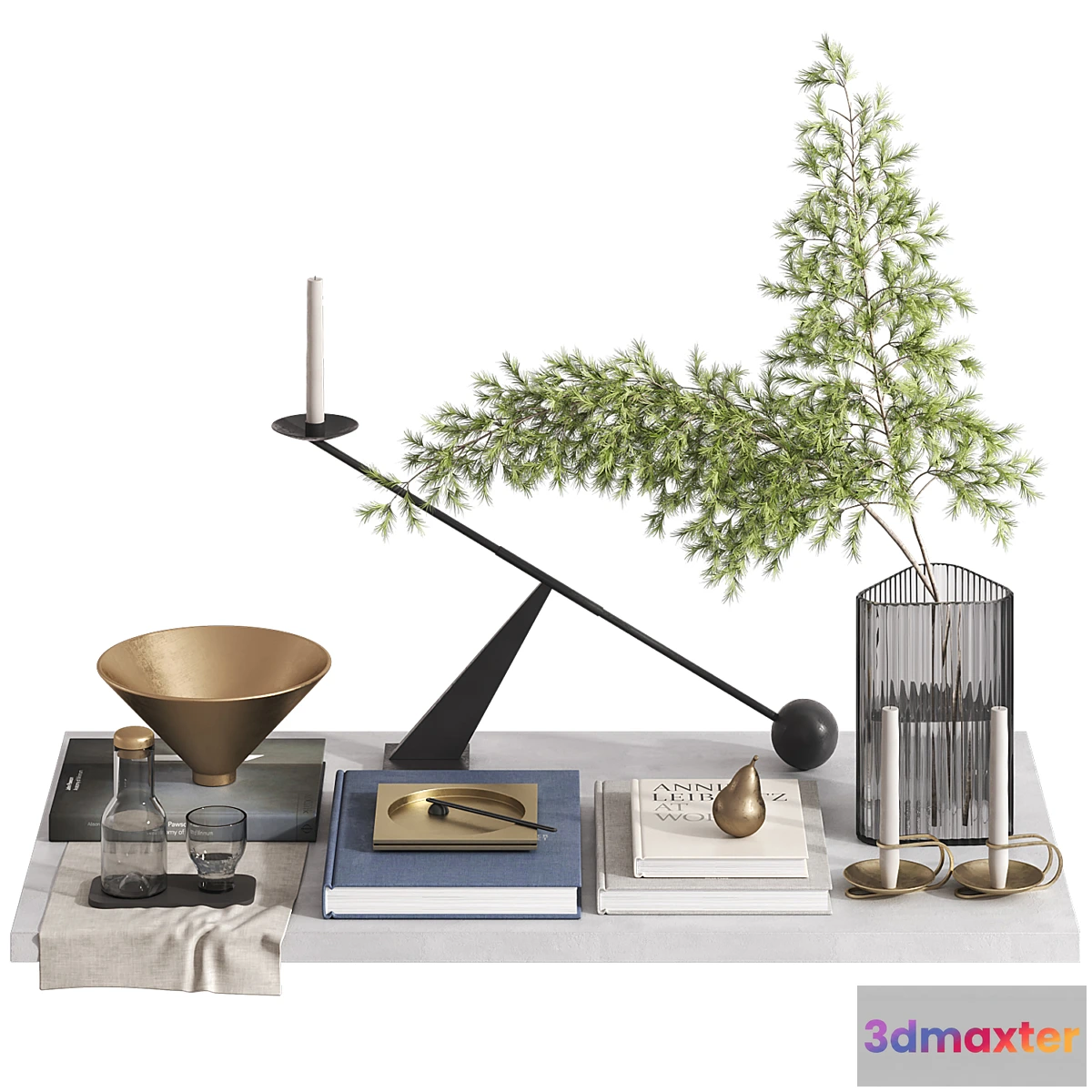 1303427 - Decorative set by MENU SPACE with pine branches 3D Max