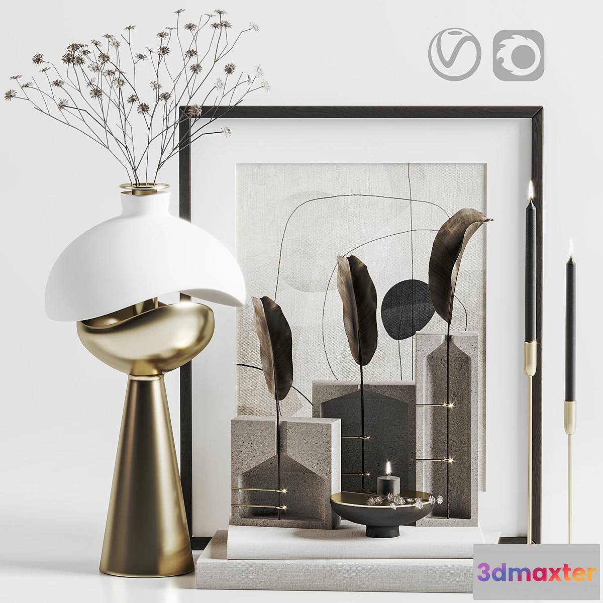 1312327 - Decoration Set 004 Spring vase lamp Ghost collection - No.2 3D Max