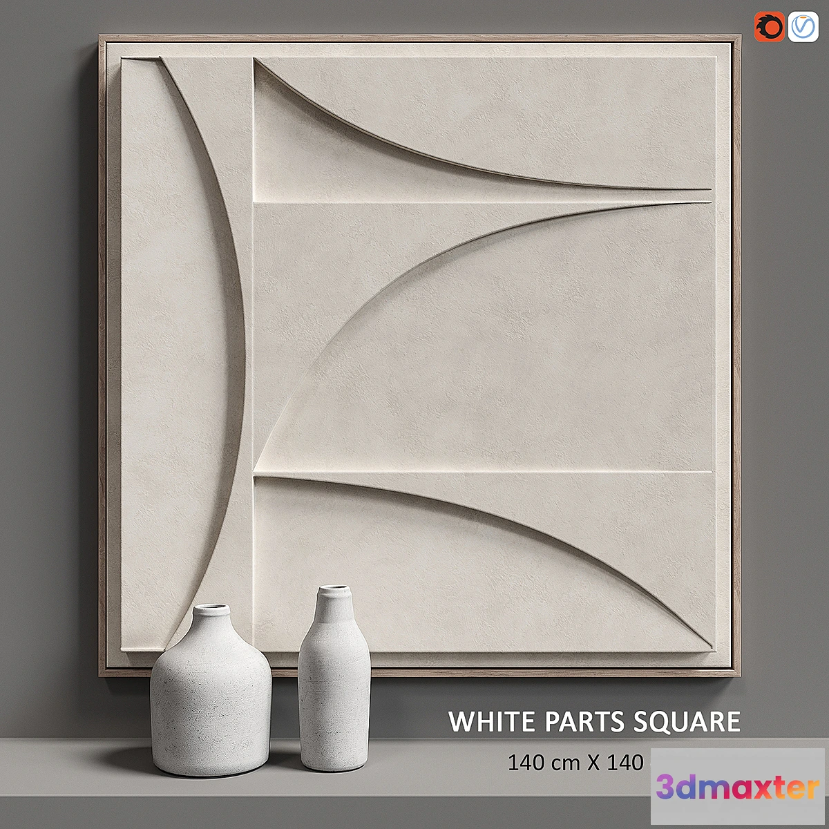 1313976 - Relief WHITE PARTS SQUARE 3D Max