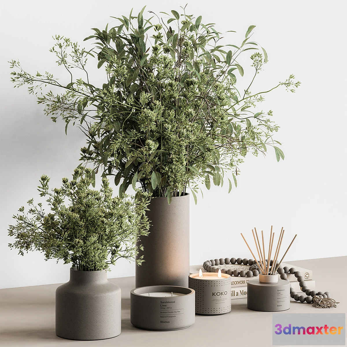 1317433 - Vase and Plant Decorative Set - Set 126 3D Max