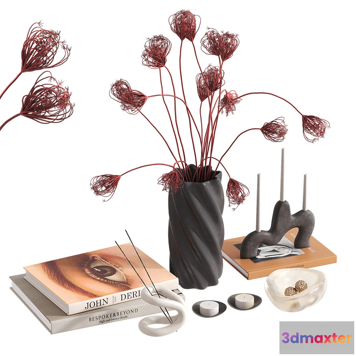 1322317 - Decorative set with Pink Queen Anne’s Lace 3D Max