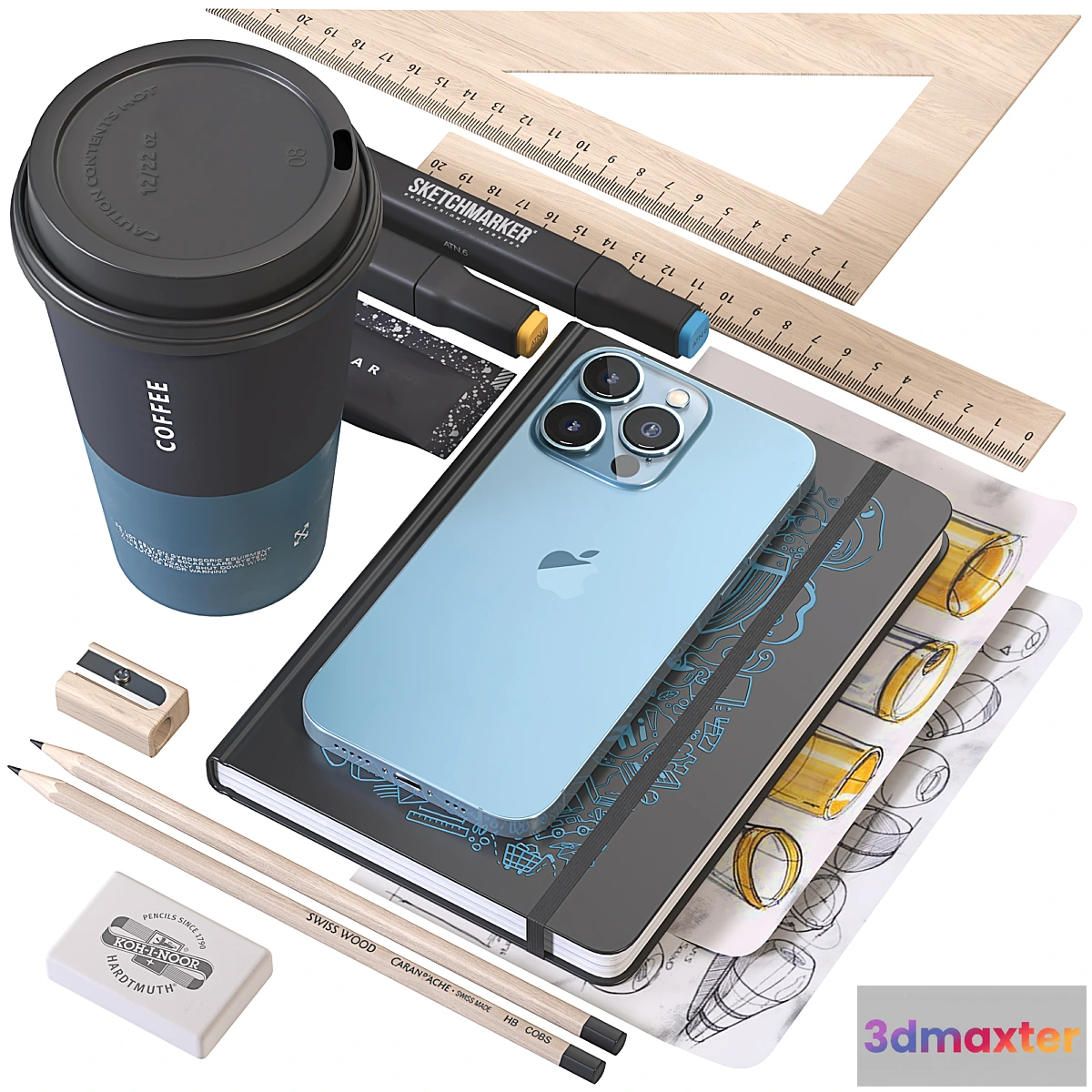 1323003 - Blue iphone decorative set 3D Max